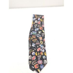 NHL Hockey Teams Logos All Over Print Silk Necktie Officially Licensed VTG